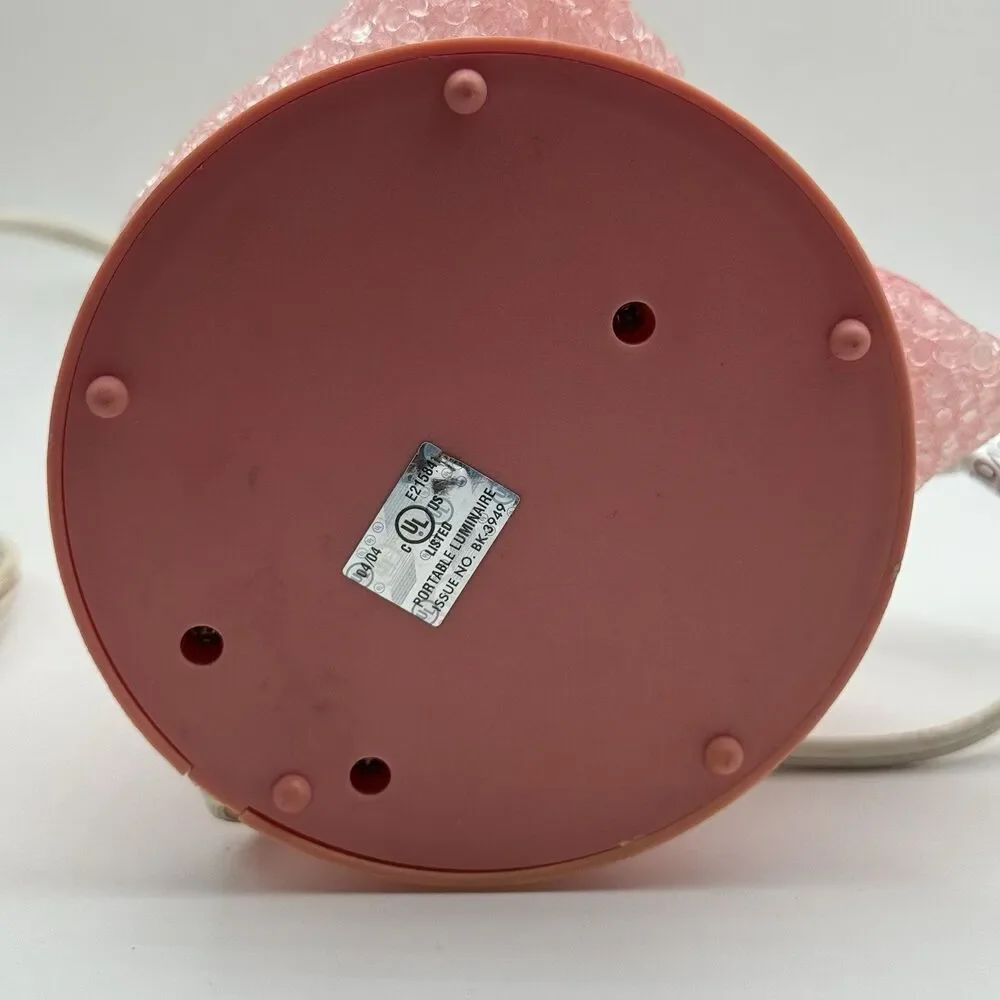 Vintage Y2K Melted Plastic Popcorn Pink Teddy Bear Lamp Night Light Coquette
